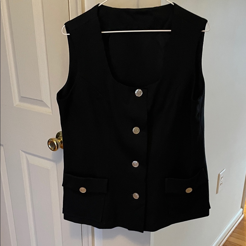 vintage Classic Black Button Front Vest